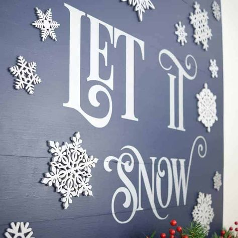 Christmas Archives - The Handyman's Daughter Snow Christmas Decorations, Christmas Tree Yard Decorations, Christmas Tree Yard, Let It Snow Sign, Snow Decorations, Snow Signs, Christmas Signs Diy, Blue Christmas Decor, Snowflake Craft