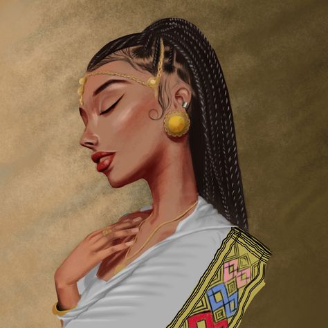 #habesha #muba_901 #digitalart Tigray Art, Habesha Art, Habesha Culture, Ethiopian Art, Ancestral Healing, History Of Ethiopia, Book Art Drawings, Girl Drawing, Ethiopia