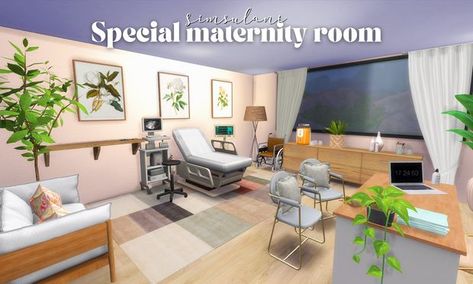 Sims 4 Hospital Cc Patreon, Cc Sims 4 Patreon, Cc For Sims 4, Asian Hairstyle, Lotes The Sims 4, Sims 4 Patreon, Maternity Hospital, Tumblr Sims 4, Hospital Room