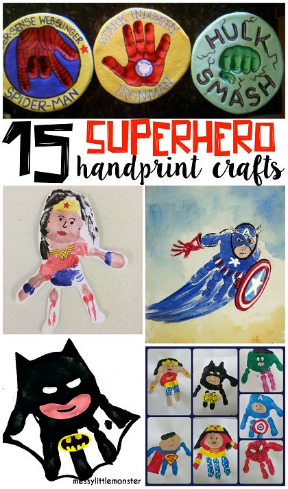 Amazing Superhero Handprint Crafts for Kids (Find batman, superman, hulk, captain america, wonder woman, and more!) Superhero Handprint Art, Handprint Crafts For Kids, Kid Costume, Superhero Crafts, Footprint Crafts, Super Hero Theme, Footprint Art, Handprint Crafts, Crafty Kids