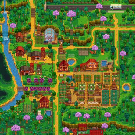 Stardew Valley Expanded Grandpas Farm Layout, Stardew Valley Expanded, Stardew Valley Farm Layout, Stardew Valley Farm, Stardew Valley Layout, Stardew Valley Tips, Stardew Valley Farms, Valley Game, Japanese Style Garden