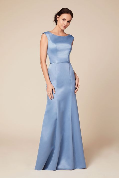 Slate Blue Bridesmaid Dresses, Pretty Bridesmaid Dresses, Fit And Flare Gown, Cotton Short Dresses, Sleek Chic, Beautiful Bridesmaid Dresses, Perfect Bridesmaid Dress, Flare Gown, Blue Bridesmaid Dress