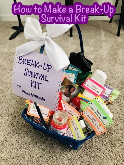 Gift Ideas For Break Up, Gift For Breakup, Breakup Survival Kit Friends Gift Ideas, Breakup Kit For Best Friend, Breakup Care Package Friends, Break Up Kit For Best Friend, Break Up Care Package Ideas Friends, Breakup Box For Best Friend, Breakup Basket Friends Care Packages