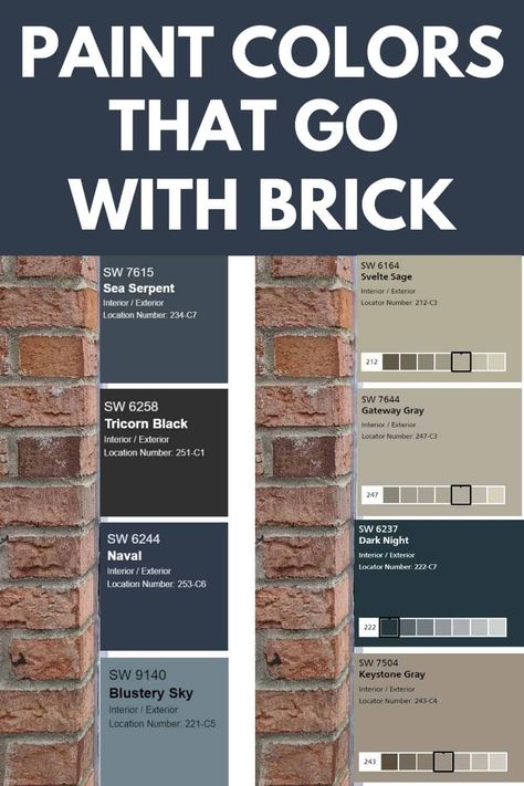 10 exterior paint colors for brick homes. Whether these colors are used on the exterior trim, front doors, shutters, or siding, they all compliment the colors and tones of red brick. #brick #paintcolors #exterior #painting Red Brick House Exterior, Brick Homes, Exterior House Colors Combinations, Outside Paint, Orange Brick, House Paint Color Combination, Exterior House Paint Color Combinations, Home Exterior Makeover, Exterior Painting