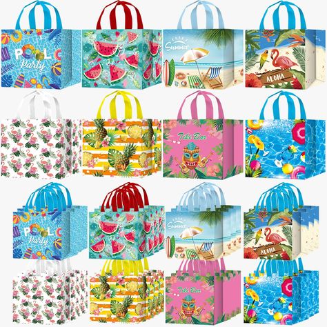 PRICES MAY VARY. 【Super Value Hawaii Party Gift Bags Pack 】Package include 24 pieces Hawaii gift bags in 8 different design, 4 pieces for each, enough quantity and various styles for you to choose and use according to your favors. 【High-quality Material】Our pool party tote bags with handles are made of non-woven fabric material, Strong, Durable, safe and non-toxic, waterproof and Reusable, can bear heavier weight, and is easy to fold and carry. 【Exquisite Hawaii Aloha Gift Bags Design】 The Summe Pool Party Supplies, Pool Party Favors, Hawaii Gift, Hawaii Summer, Beach Party Decorations, Hawaii Party, Hawaii Aloha, Luau Birthday, Reusable Gift Bags