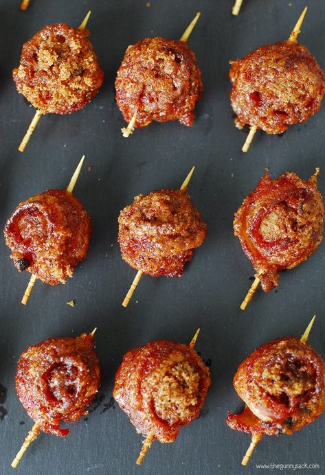 This easy appetizer recipe for Sweet and Spicy Bacon Wrapped Meatballs is perfect for parties. It's a game day recipe that everyone will enjoy. Fall Party Appetizers, Wrapped Meatballs, Sweet And Spicy Bacon, Bacon Wrapped Meatballs, Bite Size Appetizers Easy, Spicy Bacon, Fall Appetizers, Bacon Appetizers, Bite Size Appetizers