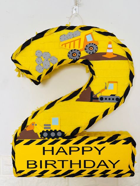 Excavator Pinata, Truck Pinata, Pinata Number, Number Pinata, Construction Theme Birthday Party, Construction Cake, Birthday Pinata, Construction Theme Party, Dinosaur Cake Toppers