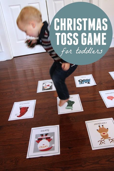 Toddler Approved!: Christmas Toss Game for Toddlers Toddler Christmas Wreath, Christmas Games For Toddlers, Christmas Games To Play, Christmas Activities For Toddlers, Game For Toddlers, Christmas Games For Kids, Christmas Activities For Kids, Toss Game, Preschool Christmas