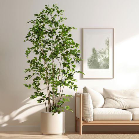 PRICES MAY VARY. This fake ficus tree features realistic branches and leaves, using fine craftsmanship to create an artificial ficus tree that mimics the foliage of a natural ficus tree, with each leaf and branches carefully sculpted. Makes this faux tree look like a artwork. You can place fake banyan trees in decorative planters for the best decorative effect. The fake ficus trees are easy to care for, you don't have to worry about lack of sunlight or daily watering. It can be evergreen for all Artificial Trees Indoor Living Rooms, Faux Trees Indoor Decor, Fake Indoor Trees, Room Corner Decor, Faux Ficus Tree, Living Room Corner Decor, Artificial Indoor Trees, Tree Indoor, Indoor Living Room