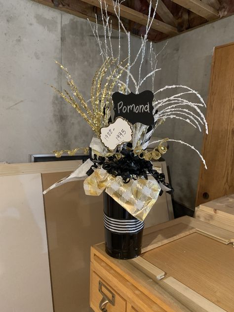 70 Birthday Party Centerpiece Ideas For Men, 40th Birthday Table Decorations For Men Centerpiece Ideas, Masculine Table Centerpieces, 40th Birthday Table Decorations, Masculine Centerpieces, 50th Birthday Surprise, Wine Bottles Gift Wrap, Gold Table Decorations, 60th Birthday Poster