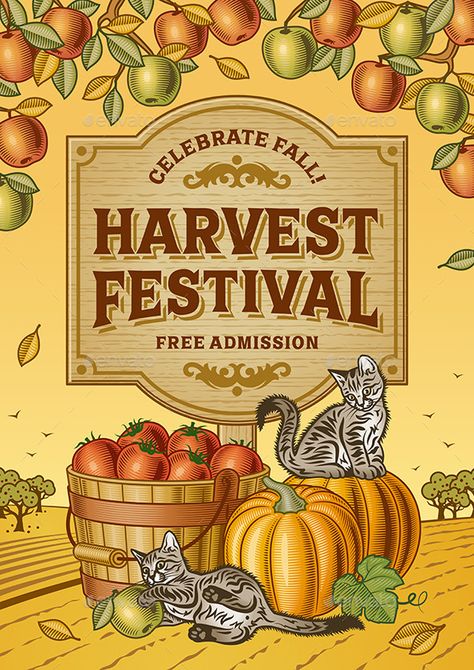 Harvest Festival Poster Beer Decorations, Harvest Fest, Festival Art, Music Festival Poster, Design Presentation, Festival Poster, Vintage Apple, Apple Harvest, Harvest Festival