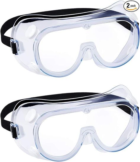 YunTuo 2 pack Safety Goggles, Adjustable,Lightweight Anti-Fog Protective Safety Glasses, Eye Protection, White - Amazon.com Pvc Frame, Protective Goggles, Protective Eyewear, Clear Eyes, Safety Goggles, Safety Glasses, Safety Equipment, Prescription Eyewear, Protective Gloves