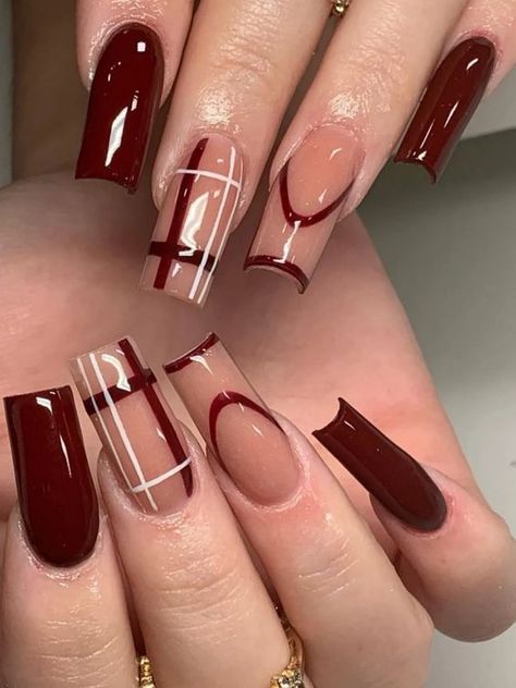 Groovy Nails, Thanksgiving Nails Design Fall, Maroon Nail Designs, Burgundy Acrylic Nails, Thanksgiving Nail Designs, Maroon Nails, 2024 Nails, Square Nail Designs, Cute Nails For Fall