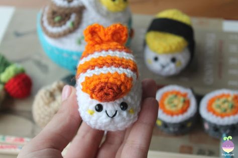 Bento family 1 Sushi set amigurumi pattern - Amigurumipatterns.net Sushi Crochet Pattern, Amigurumi Sushi, Sushi Crochet, Crochet Amigurumi Free Pattern, Crochet Sushi, Amigurumi Food, Food Crochet, Hook Crochet, Owl Crochet Patterns