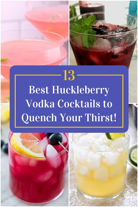 Collage of 4 huckleberry vodka cocktails. Cocktails With Huckleberry Vodka, Huckleberry Recipes Drinks, 44 North Huckleberry Vodka Drinks, Huckleberry Vodka Cocktails, Huckleberry Vodka Drinks Recipes, Huckleberry Cocktails, Huckleberry Vodka Drinks, Huckleberry Vodka Recipes, Florence Winter