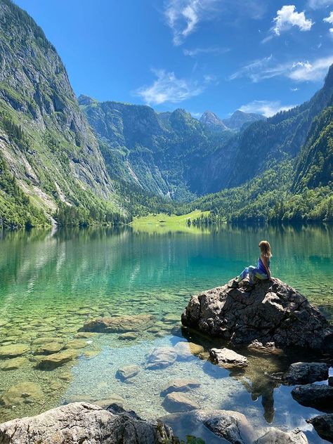 best-day-trips-in-munich-lake-obersee-close-to-koenigssee-bayern-germany Day Trips From Munich, Bayern Germany, Landscape Flowers, Germany Castles, Hiking Spots, Senior Trip, Alpine Lake, Tourist Information, Through The Looking Glass