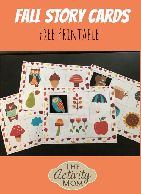 Fall Story Cards FREE Printable for inspiring young writers and storytellers  #storycards #storytelling #writing #creativewriting #kids #teachers #freeprintable #literacy #fall Fall Preschool Activities, Free Printable Activities, Autumn Activities For Kids, Fall Preschool, Easy Arts And Crafts, Printable Activities For Kids, Kids Learning Activities, Fall Kids, Fall Cards