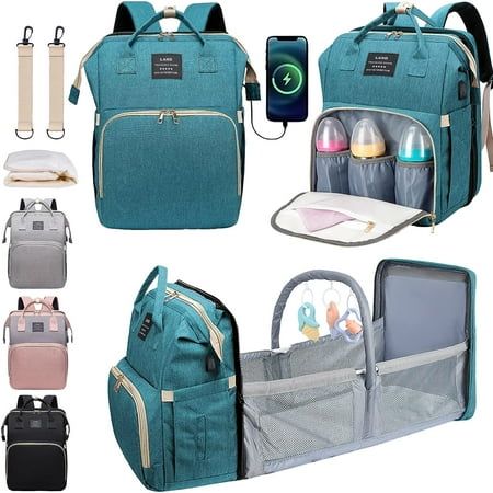 Diaper Bag Backpack, Baby Bag Diaper Bag with Changing Station Baby Girl Boy Waterproof Diaper Bag for Travel Baby Shower Gifts Size: L.  Color: Green. Dad Baby Shower Gift, Baby Travel Bag, Dad Diaper Bag, Travel Baby Showers, Baby Bag Backpack, Mom Dad Baby, Baby Backpack, Travel Baby, Changing Station