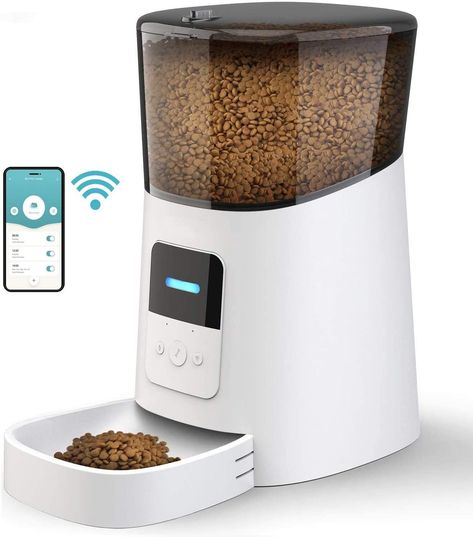 HICTOP Automatic Pet Feeder | Auto Cat Dog Timed Programmable Food Dispenser Feeder for Medium Small Pet Puppy Kitten - Portion Control Up to 4 Meals/Day M30 6L(Black) Cat Gadgets, Dog Food Dispenser, Pet Food Dispenser, Food Dispensers, Pet Things, Automatic Cat Feeder, Cat Things, Crate Cover, Automatic Feeder