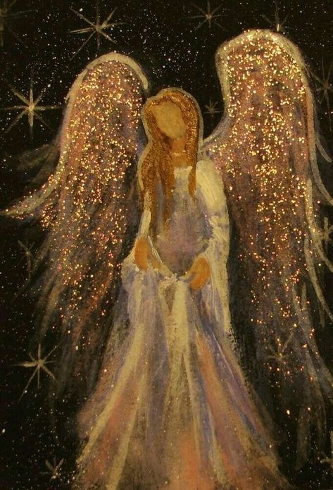 Glitter Acrylic Painting, Watercolor Angel Painting, Mother Painting Ideas, Healing Paintings Spiritual, Golden Art Painting, Beautiful Angel Images, Painting Ideas For Mom, Angle Painting, Angels Paintings