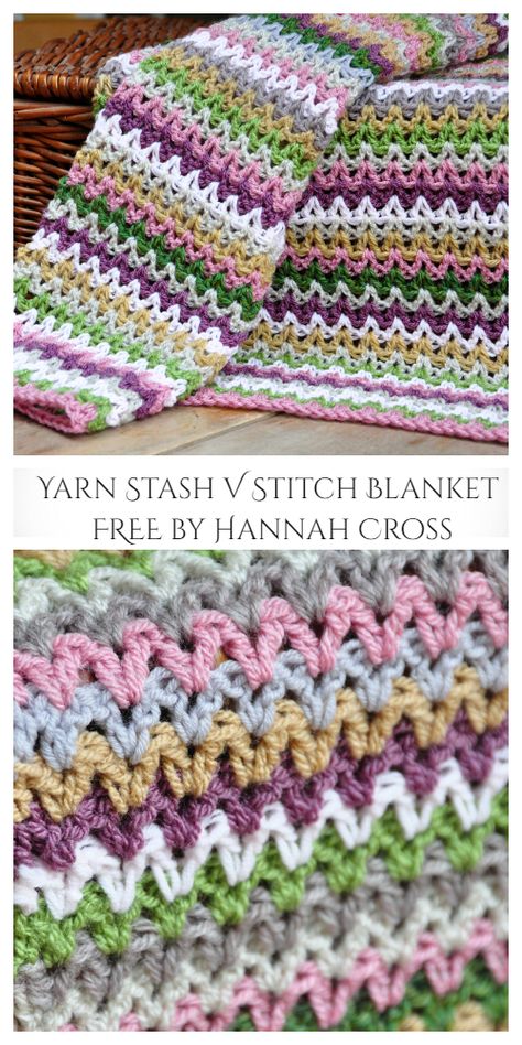 V Stitch Blanket Free Crochet Patterns - DIY Magazine 3 Color Crochet Afghan Patterns Free, V Stitch Crochet Blanket Pattern Free, Easy Crochet Patterns Free Beginners, Crochet V Stitch, Crochet Blanket Colors, V Stitch Crochet, Crochet Afghan Patterns Free, Stitch Blanket, Crochet Stitches For Blankets