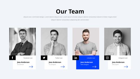 Team member introduction slide for powerpoint, keynote, google slides Meet The Team Powerpoint Slide, Team Page Website Design, Website Team Page Design, Web Profile Design, Team Website Page, Member Profile Design, Team Section Web Design, Team Slide Design, Website Team Page