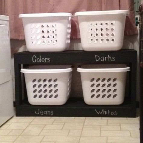 Love My Organized Laundry Room!!! It was the perfect project for my boyfriend & I to do together... He built it & I painted it with chalkboard paint so it can be changed anytime! (Some day 1 of them with say 'Baby' , wash with extra <3) Apartment With Boyfriend, Couples Apartment, Boho Apartment, Diy Home Decor For Apartments, Apartment Checklist, Apartment Storage, Trendy Apartment, Apartment Goals, First Apartment Decorating