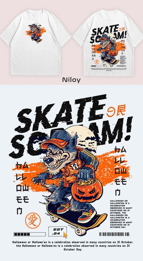 Retro Halloween T-shirt Designs for Sale :: Behance Japanese Shirt Design, Event Wall, Typography Graffiti, Vintage T Shirt Design, Vintage Typography Design, T-shirt Photography, Custom Clothing Design, Adidas Tshirt, T Shirt Logo Design