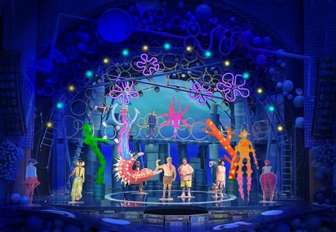 Broadway By Design: David Zinn, Walter Trarbach & Mike Dobson Bring SPONGEBOB SQUAREPANTS from Page to Stage Spongebob Musical Set Design, Spongebob The Musical, Musical Set Design, Spongebob Musical, Spongebob Costume, David Zinn, Chick Flick, Sea Adventure, Theater Design