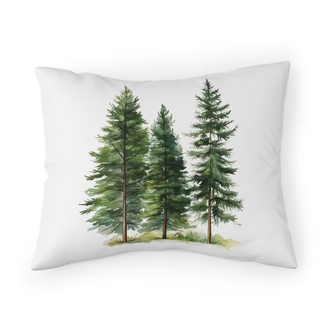 Christmas pillow cover, Woodland Decor, Rustic Decor, Cabin Decor Cabin Pillows, Seasonal Pillows, Green Xmas, Christmas Tree Pillow, Christmas Pillowcases, Tree Pillow, Cover Style, Chic Christmas, Outdoor Pillow Covers