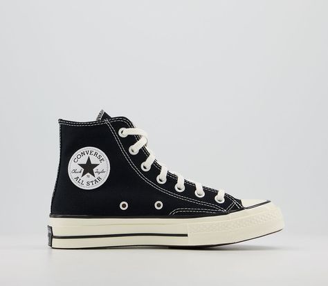 Converse All Star Hi 70's Trainers Black - His trainers Black Converse 70s, Converse Chuck Taylor 70s Black, Chuck Taylors 70s, 70s Trainers, Converse All Star Outfit, Chuck Taylors Black, Black Chuck 70, Trainer Collection, Converse Noir