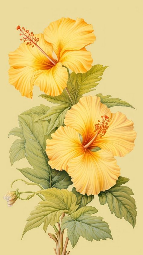 Vintage drawing red Hibiscus hibiscus | Premium Photo Illustration - rawpixel Kerala Flowers, Hibiscus Background, Hibiscus Flower Plant, Hibiscus Moscheutos, Tropical Flowers Illustration, Hibiscus Drawing, Yellow Hibiscus Flower, Hibiscus Flower Drawing, Yellow Hibiscus