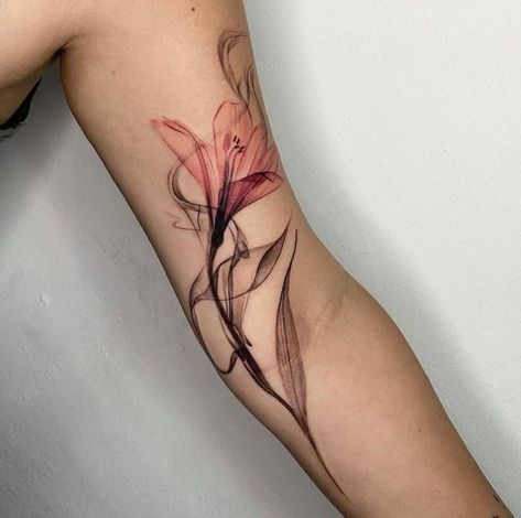 Lily Tattoo Design, Bauch Tattoos, Flower Wrist Tattoos, Tattoos For Women Flowers, Tato Lengan, Tatuaje A Color, Lily Tattoo, Feminine Tattoo, Arm Tattoos For Women