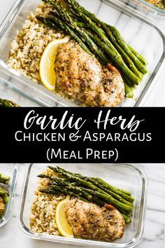 Asparagus Meal Prep, Simple Meal Prep, Chicken And Asparagus, Garlic Herb Chicken, Clean Meal Prep, Healthy Lunch Meal Prep, Chicken Asparagus, Dinner Meal Prep, Herb Chicken