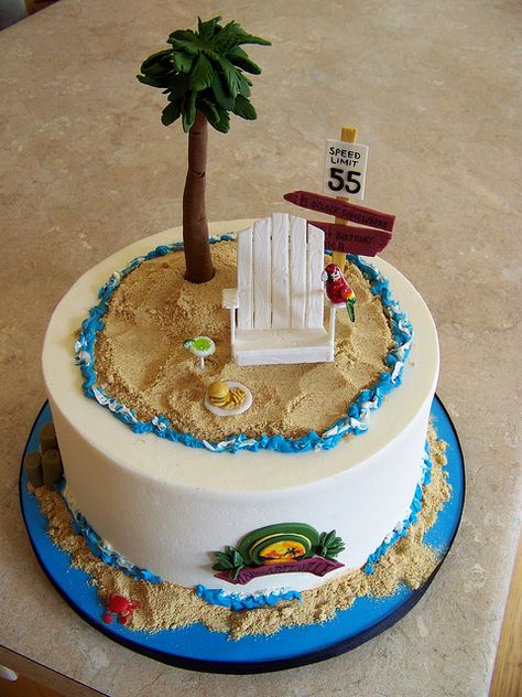 Jimmy Buffett Cake by Erin Salerno, via Flickr Margaritaville Birthday Cake, Margaritaville Cake, Parrothead Party, Lychee Cake, Jimmy Buffett Party, Margaritaville Party, Tasty Cakes, Jimmy Buffet, Beach Cakes