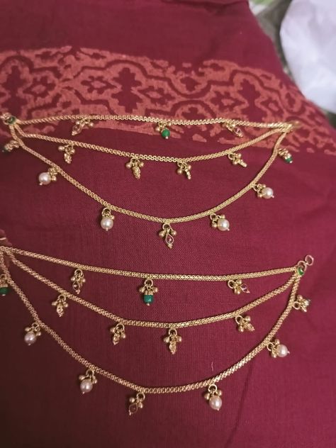 Champa Swaralu Designs Gold, Champaswaralu Designs Gold With Grams, Chempa Swaralu Designs Latest, Champasavaralu Gold Designs, Champaswaralu Designs Gold, Big Earrings Gold, Pretty Gold Necklaces, Latest Earrings Design, Fashion Jewelry Necklaces Gold