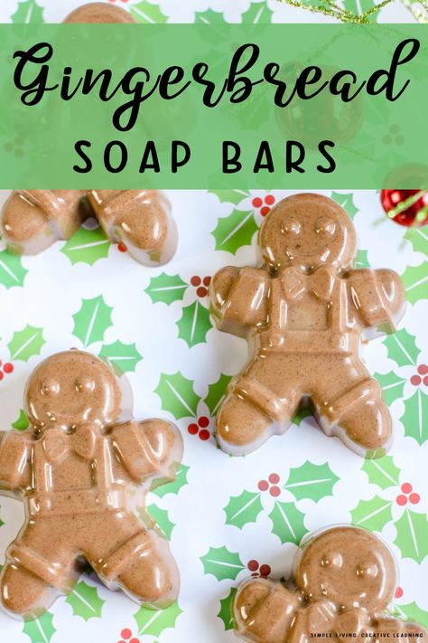 Gingerbread Soap Bars Gingerbread Soap Recipe, Silicone Molds Crafts, Easy Diy Bar, Gingerbread Soap, Goats Milk Soap Base, Gingerbread Diy, Christmas Soap, Mens Soap, Diy Thanksgiving