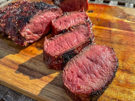 Reverse Seared Smoked Venison Backstrap Venison Backstrap Recipes, Smoked Venison, Backstrap Recipes, Venison Tenderloin, Venison Backstrap, Sirloin Roast, Top Sirloin, Venison Steak, Homemade Sauerkraut