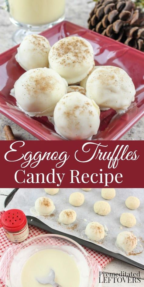 Eggnog Truffles, Christmas Truffles, Homemade Truffles, Dessert Truffles, Homemade Eggnog, Truffles Recipe, Candy Truffles, Homemade Candy, Candy Recipe