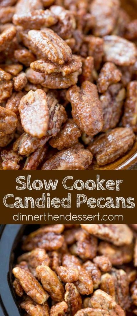 Slow Cooker Candied Cinnamon Pecans are a total breeze to make and will leave your house smelling delicious. They double as amazing holiday gifts! Slow Cooker Candy, Dessert Holiday, Weight Watcher Desserts, Pot Recipes Healthy, Cinnamon Pecans, Crock Pot Desserts, Pot Recipes Easy, Christmas Candy Recipes, Crockpot Recipes Beef