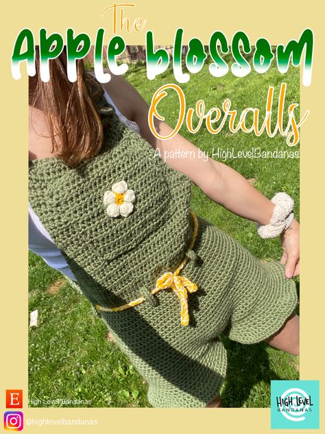 Intermediate/Beginner friendly pattern for ALL SIZES! Overalls Crochet, Crochet Overalls, Overalls And Sweater, Baby Bamboo, Crabapple Tree, Crochet Tote Bag, Crochet Tote, Tapestry Crochet, Crochet Bag Pattern