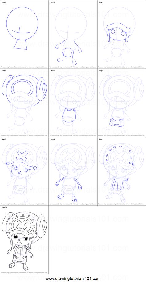 How to Draw Tony Tony Chopper from One Piece Printable Drawing Sheet by DrawingTutorials101.com One Piece Drawing Tutorial, How To Draw Chopper, Chopper Sketch One Piece, Luffy Drawing Tutorial, Chopper Drawing One Piece, How To Draw Luffy Step By Step, How To Draw One Piece Characters, How To Draw One Piece, Tony Tony Chopper Drawing