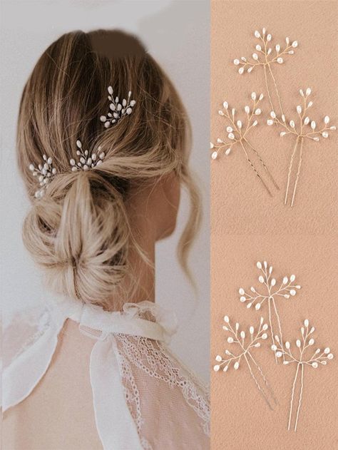 To find out about the 1pc Handmade Pearl & Metallic Hair Fork, French Vintage Elegant Hair Accessory For Wedding And Party at SHEIN, part of our latest undefined ready to shop online today! Free Shipping On £35+✓ Free Return - 45 Days✓ 1000+ New Dropped Daily✓ Get £3 Off First Order!✓ Bridal Hair Pins Pearl, Bridesmaid Hair Pins, Beaded Hair Pins, Bridal Headwear, Gold Hair Accessories, Hair Accessories Pearl, Bridesmaid Party, Wedding Hair Clips, Pearl Hair Pins