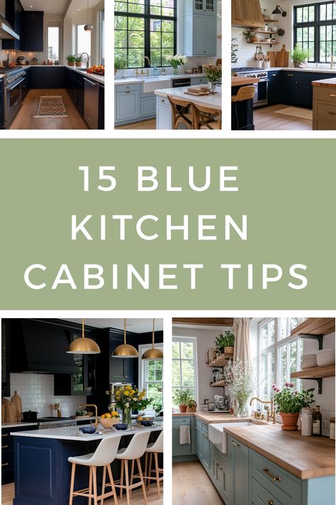 See how to use blue kitchen cabinets to their best effect with these tips and ideas. Blue Cabinets Backsplash Ideas, Dark Blue And Wood Kitchen, Blue Cupboards Kitchen, Blue Lower Cabinets, French Blue Kitchen, Light Gray Countertops, Blue Kitchen Cabinet, Blue Painted Cabinets, Blue Shaker Cabinets