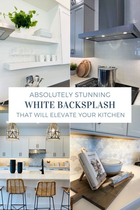 White Kitchen Backsplash Ideas, Open Shelving Kitchen, Backsplash Trends, Shelving Kitchen, White Kitchen Backsplash, Magnolia Table, Flat Panel Cabinets, Kitchen Backsplash Ideas, White Backsplash