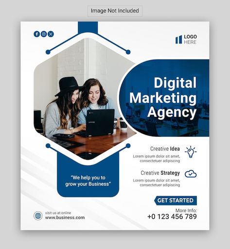 PSD creative marketing agency and corpor... | Premium Psd #Freepik #psd #template #post #social-template #instagram-post Digital Agency Social Media Design, Social Marketing Design, Social Media Creative Post, Social Media Post Design Ideas, Social Media Creative Ads, Social Media Marketing Post, Creative Social Media Post Design, Digital Marketing Template, Creative Social Media Design