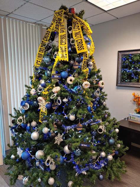 Police Theme Christmas Tree, First Responder Christmas Tree, Police Themed Christmas Tree, Law Enforcement Christmas Tree, Police Christmas Decorations, Police Officer Christmas Tree, Police Party Theme, Police Christmas Tree, Police Decorations