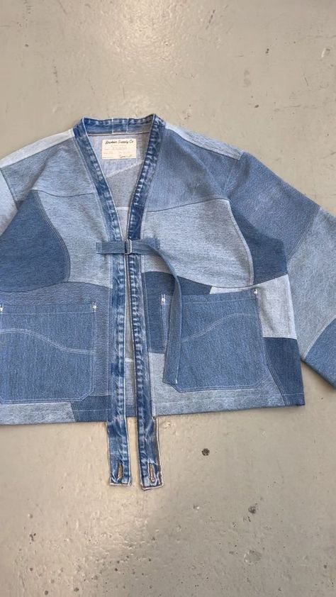 Denim Rework Ideas, Upcycling Jeans Ideas, Recycle Jeans Clothes, Reuse Jeans, Military Barracks, Sustainable Fashion Upcycling, Denim Upcycle, Remake Clothes, Upcycling Jeans