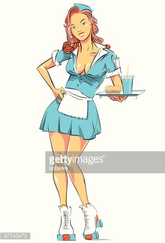 Waitress Tattoo, Skate Tattoo, Car Hop, Girls Roller Skates, Girl Vector, Hot Dish, Girl Drawings, Pin Up Art, Roller Skates