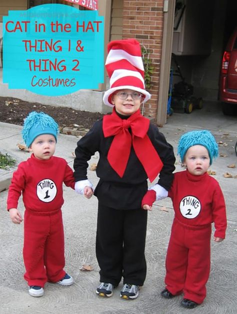 Diy Costumes For Boys, Halloween Costumes Family, Diy Costumes Kids Boys, Sibling Halloween Costumes, Meme Costume, Themed Costumes, Thing 1 And Thing 2, Halloween Costumes To Make, Twin Halloween